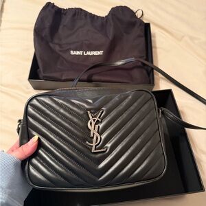 Saint Laurent Black Chevron Crossbody Bag